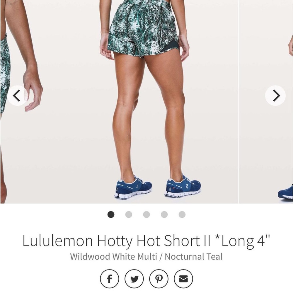 Lululemon Hotty Hot Shorts II (4” inseam) Wildwood White Multi/Nocturnal Teal